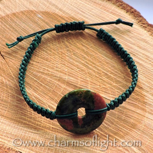 Unakite Donut Macrame Bracelet